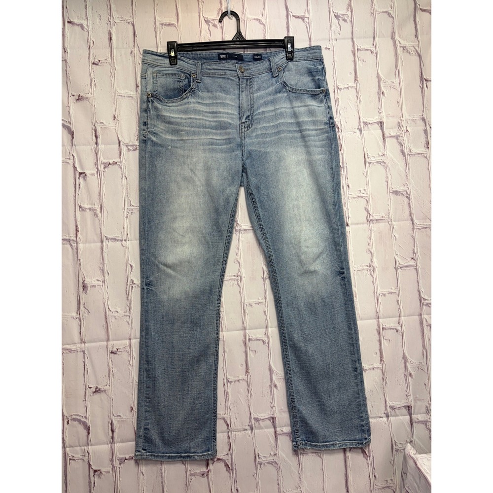 BKE Tyler Jeans Light Wash Straight Leg Denim Casual Stretch Pants Mens 38x32